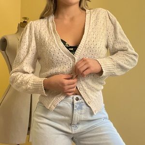 Long Sleeve Cream Knit Cartigan